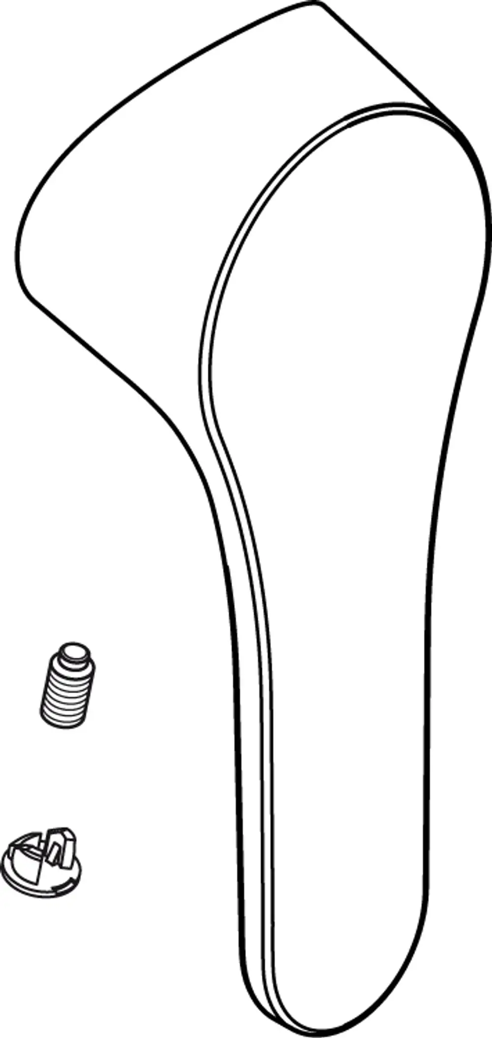 Griff in Chromoptik für eine Küchenarmatur, inklusive Befestigungsschraube und einer weiteren Verbindungsmutter, hergestellt von Ideal Standard.